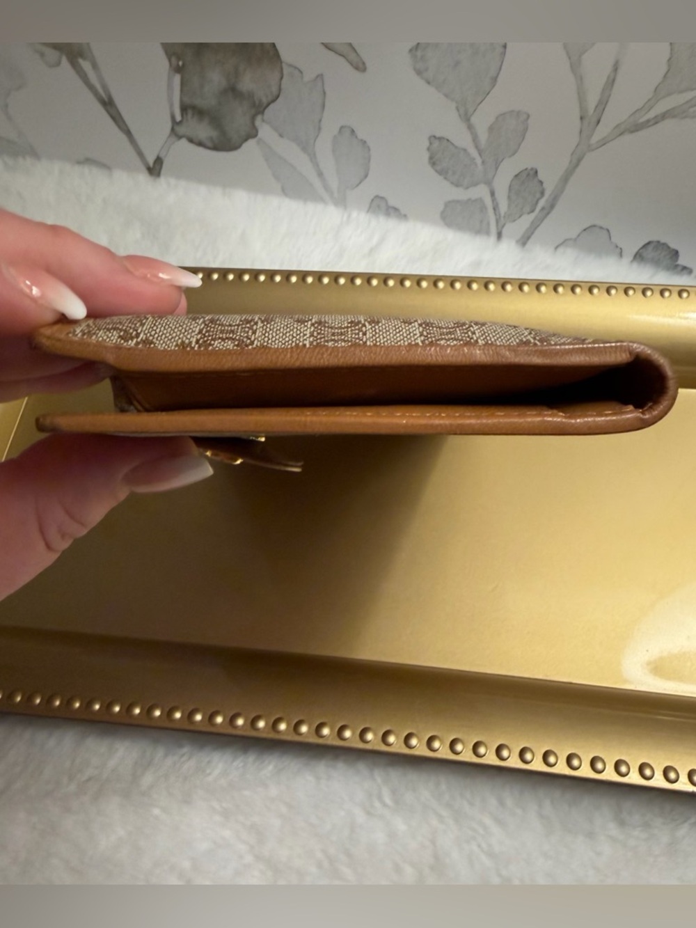 Celine Auth Vintage Macadam Long Wallet Monogram Gold Snap Closure - Picture 6 of 11